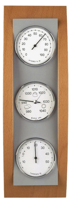 TFA Dostmann Analoge Wetterstation TFA 20.1082 Thermometer Barometer Hygrometer | 20.1082.05 Buche/Aluminium | 13532