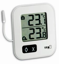 TFA Dostmann Digitales Innen-Außen-Thermometer MOXX TFA 30.1043 In Mehreren Farben | 30.1043.02 Weiß | 21135