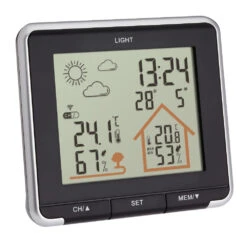 TFA Dostmann Funk-Wetterstation Life TFA 35.1153 Mit Raumklimakontrolle, Wettervorhersage Und Außensender | Schwarz | 15237
